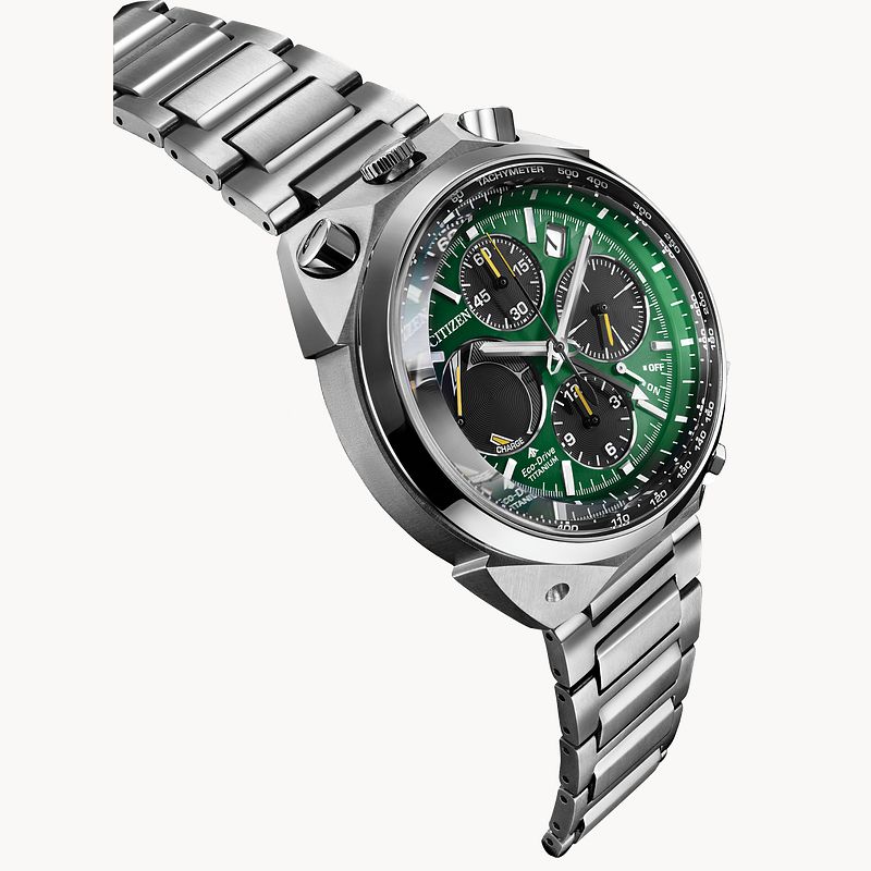 Promaster Tsuno Chrono Racer Green Dial Super Titanium Bracelet